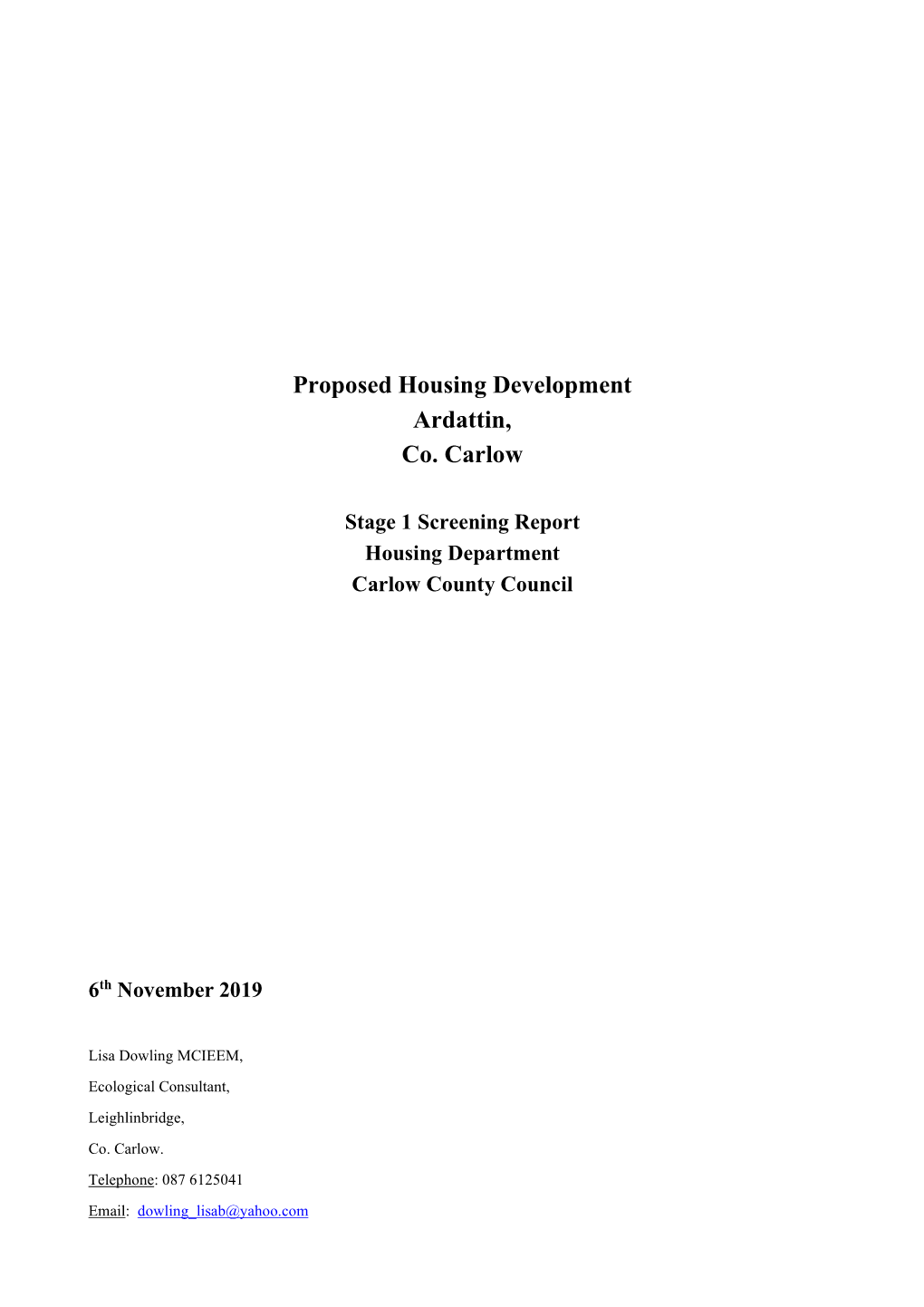 Proposed Housing Development Ardattin, Co. Carlow