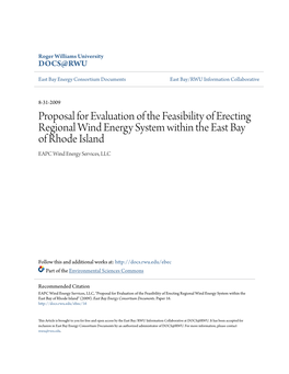 Proposal for Evaluation of the Feasibility of Erecting Regional Wind Energy System Within the East Bay of Rhode Island EAPC Wind Energy Services, LLC