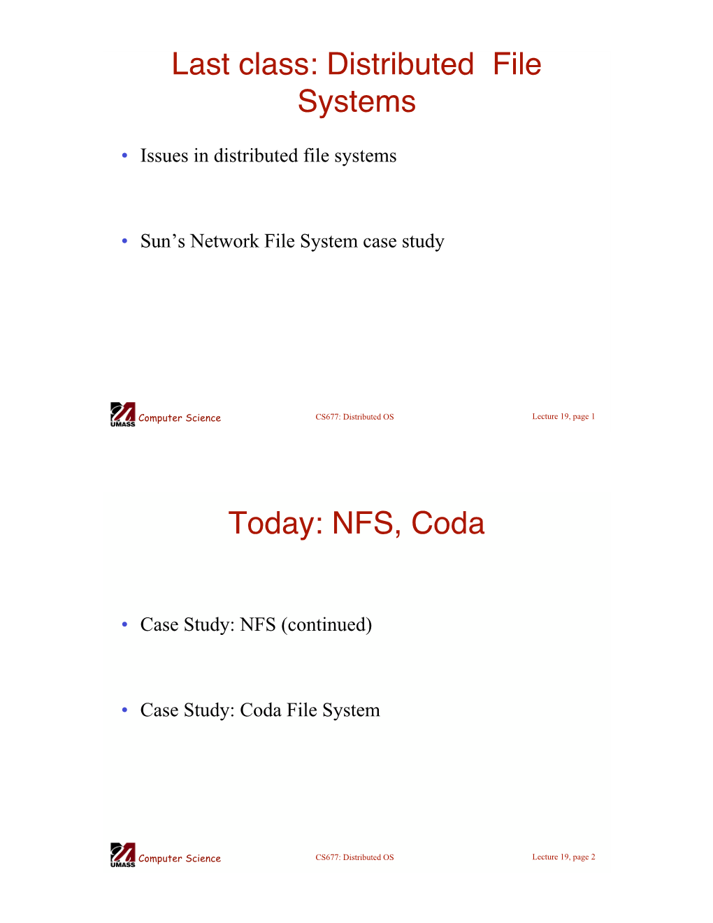 Distributed File Systems: Coda