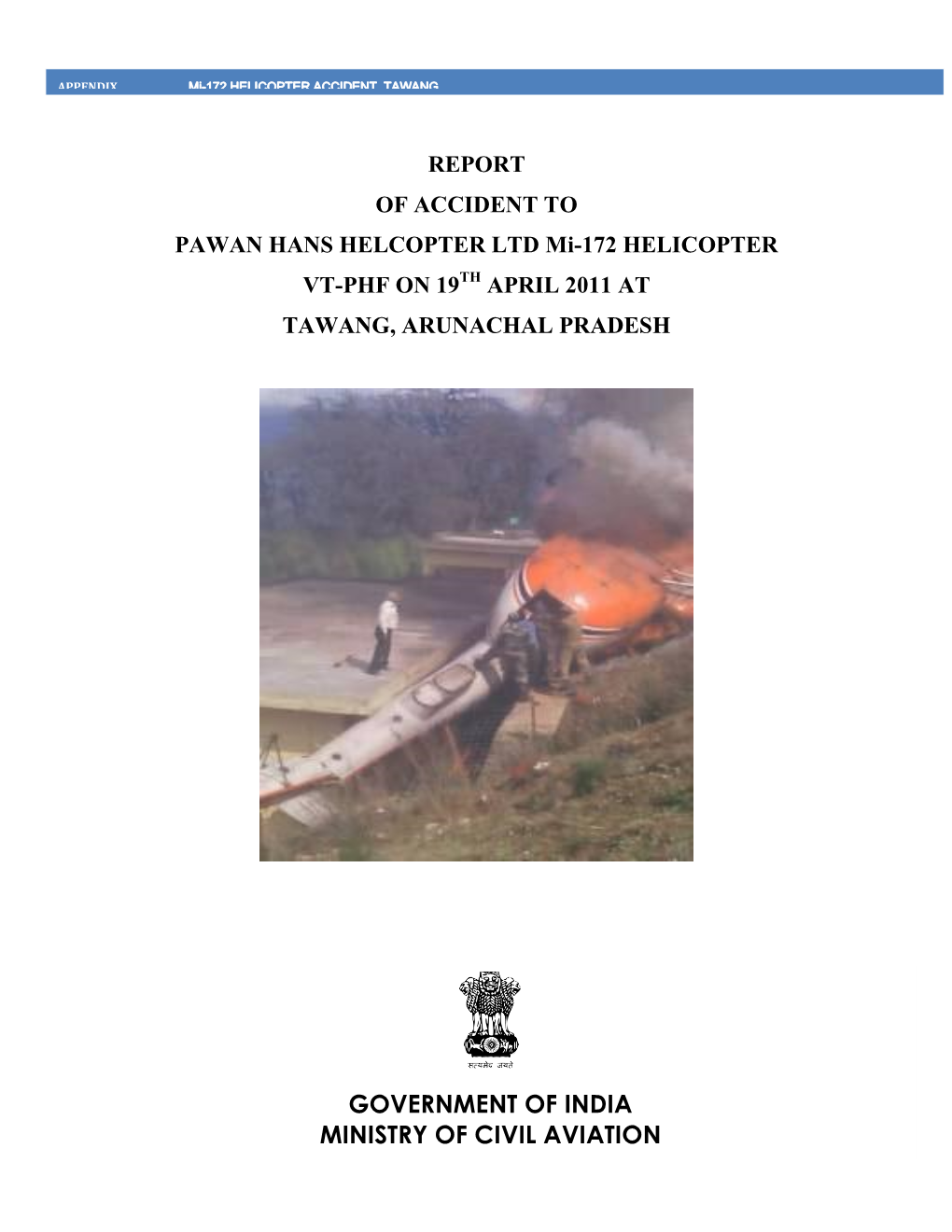 Report on Accident to Pawan Hans Helicopters Ltd MI-172 Helicopter