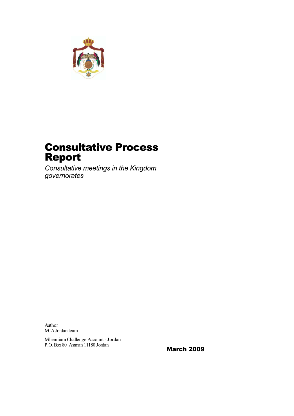 Consultative Process Report Consultative Meetings in the Kingdom Governorates