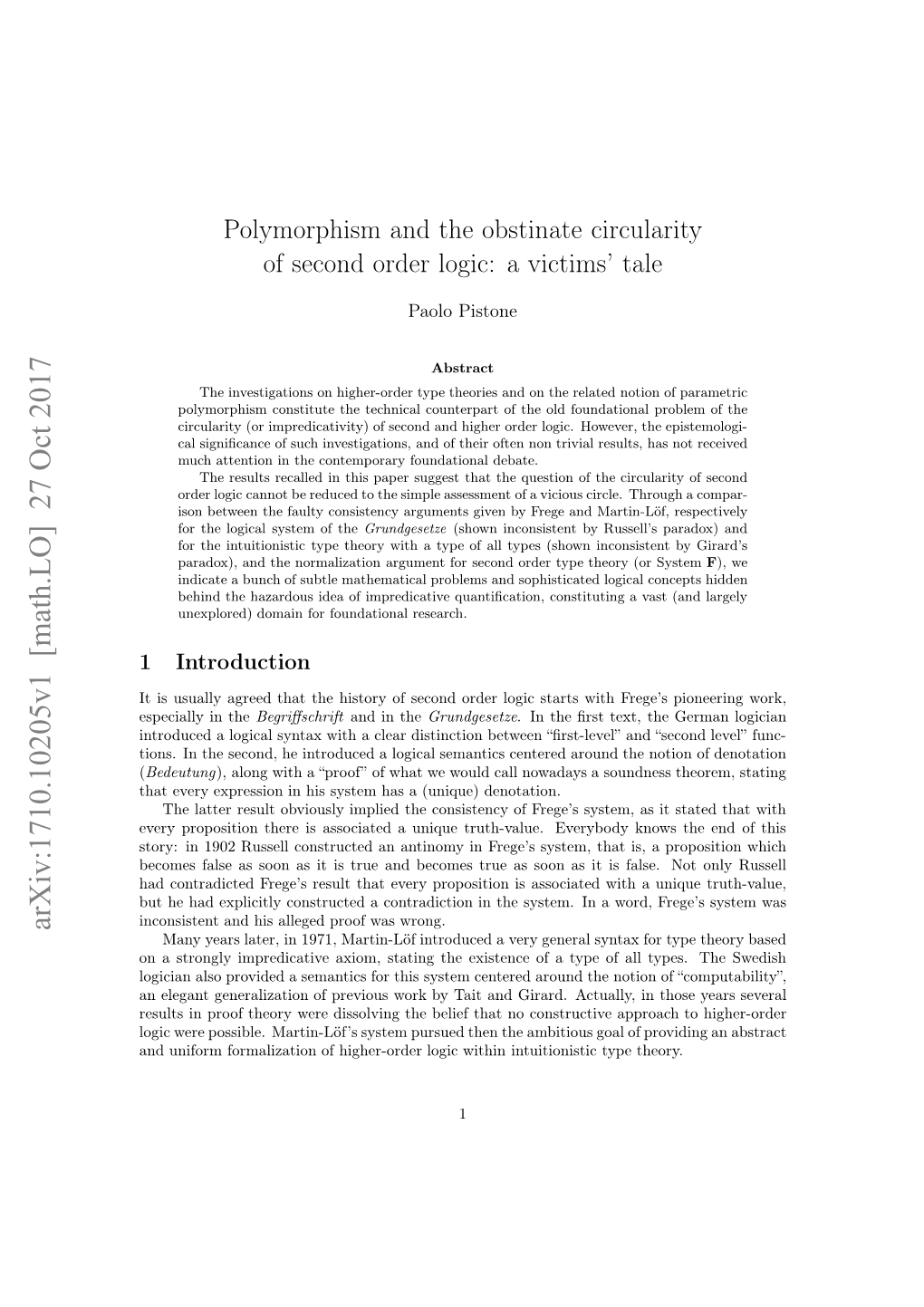 Polymorphism and the Obstinate Circularity of Second Order Logic