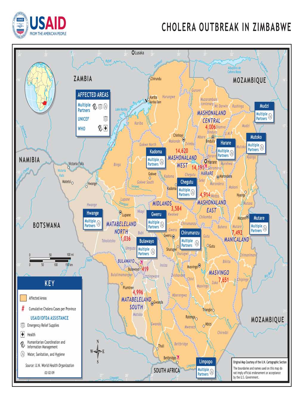 USAID/OFDA Zimbabwe Program Map 2/02/2009