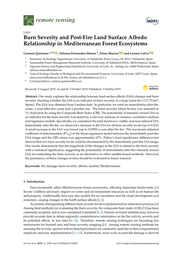 Burn Severity and Post-Fire Land Surface Albedo Relationship in Mediterranean Forest Ecosystems