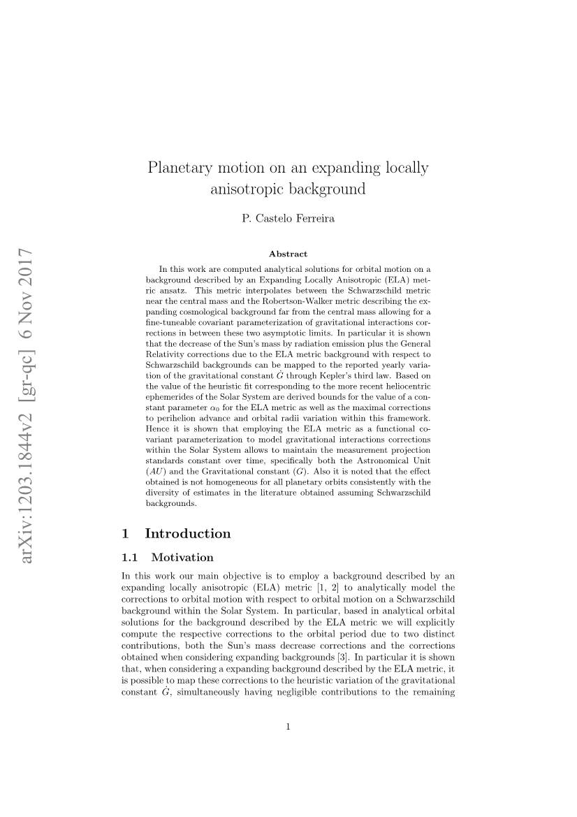 Planetary Motion on an Expanding Locally Anisotropic Background