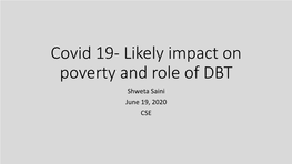 Covid 19- Impact on Poverty and Role Of