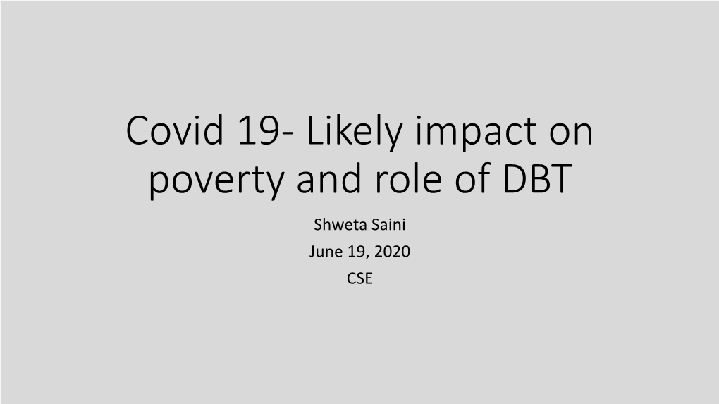 Covid 19- Impact on Poverty and Role Of