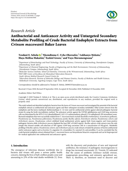 Research Article Antibacterial and Anticancer