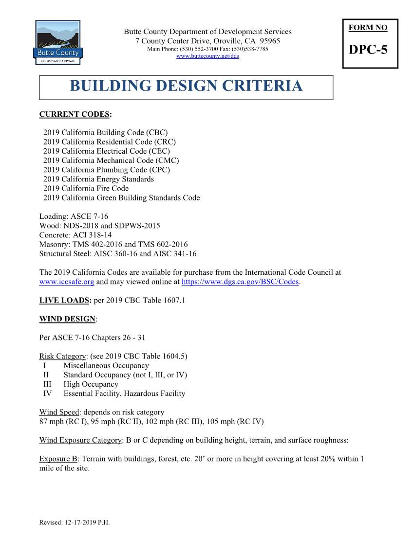 Building Design Criteria
