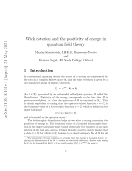 Wick Rotation and the Positivity of Energy in Quantum Field Theory