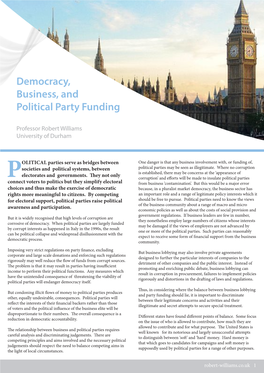 Democracy, Business, and Political Party Funding