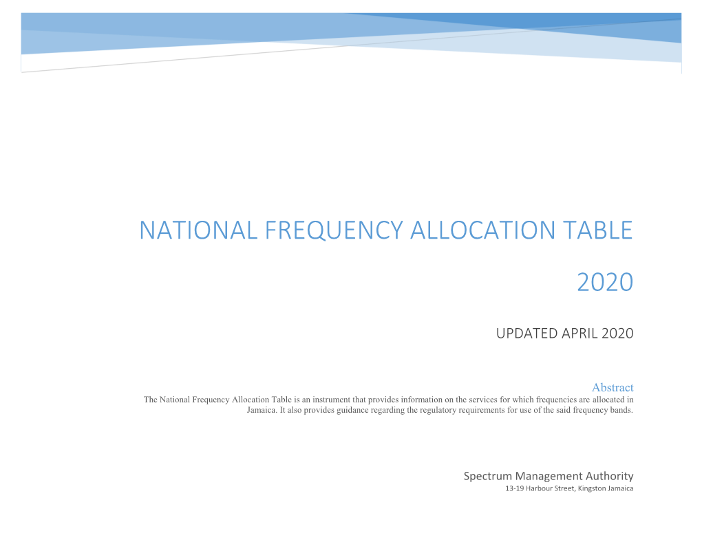 National Frequency Allocation Table 2020