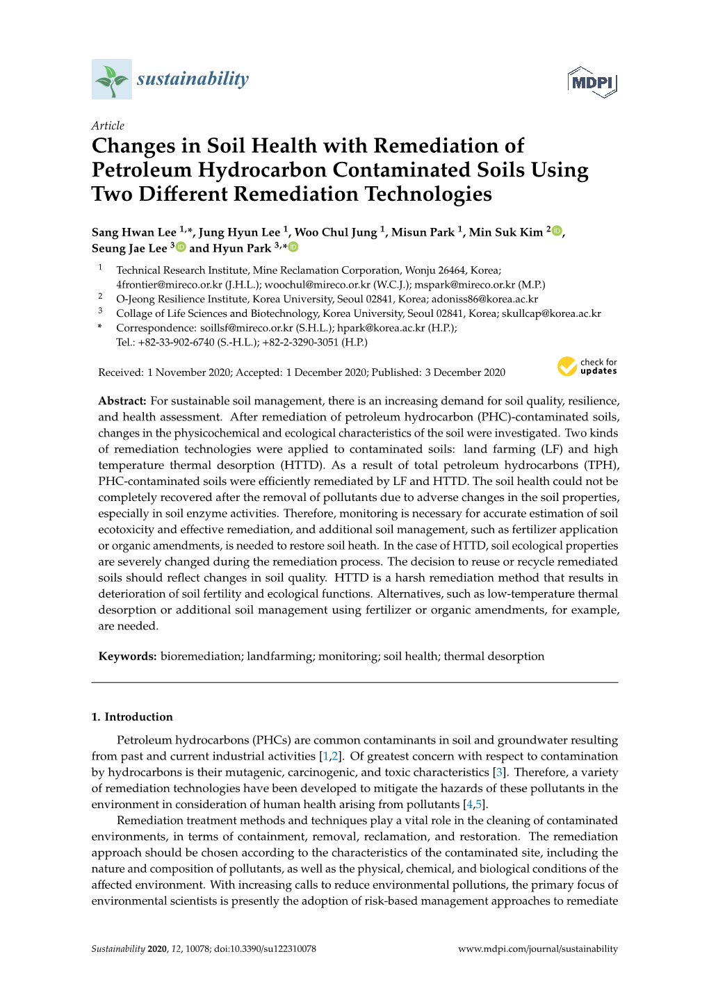Changes in Soil Health with Remediation of Petroleum Hydrocarbon Contaminated Soils Using Two Diﬀerent Remediation Technologies