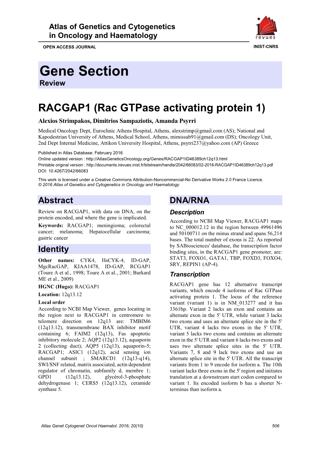 Gene Section Review