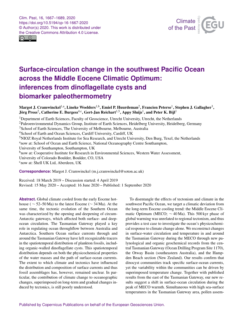 Surface-Circulation Change in the Southwest Pacific