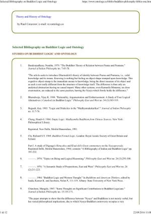 Selected Bibliography on Buddhist Logic and Ontology