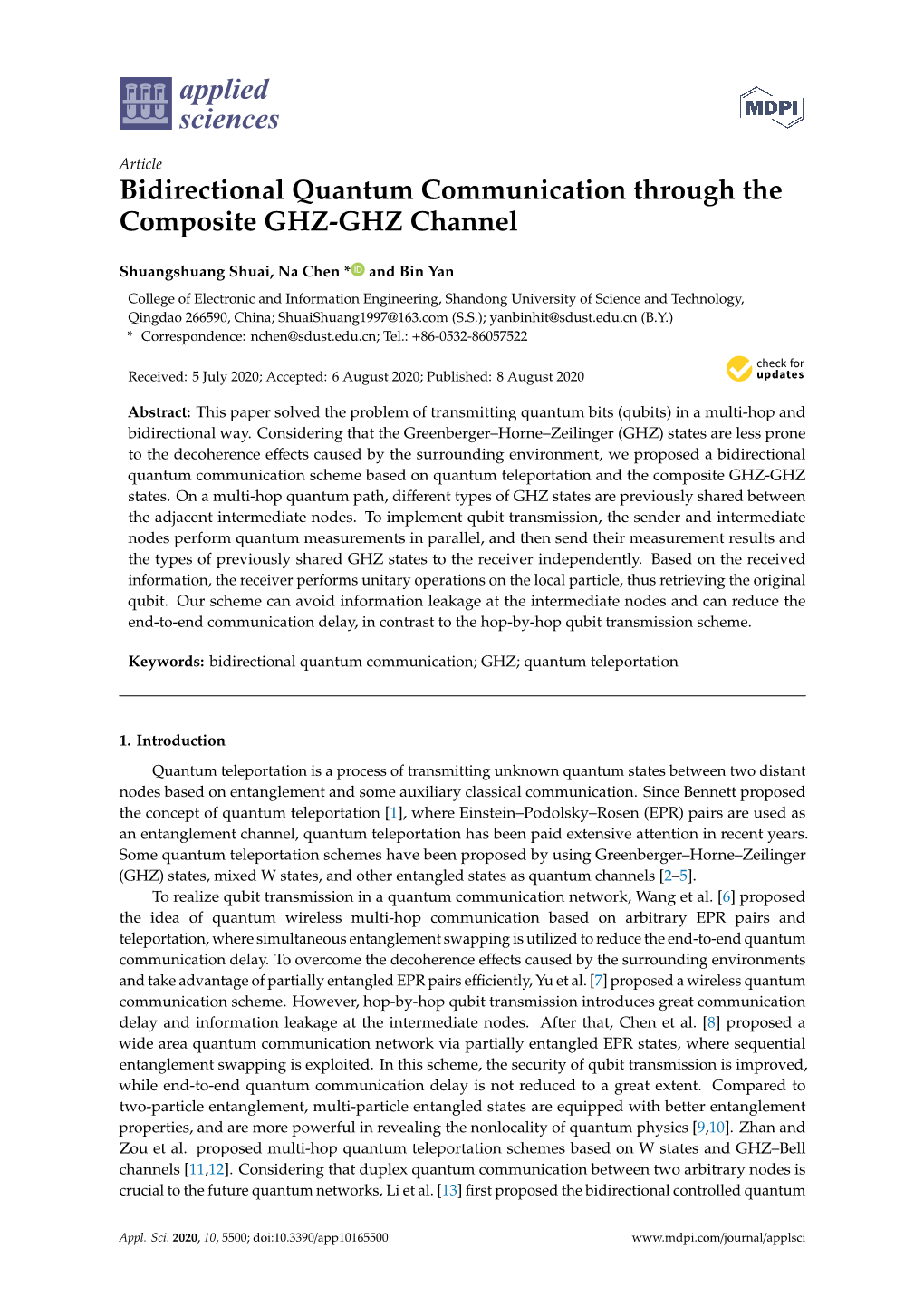 Bidirectional Quantum Communication Through the Composite GHZ-GHZ Channel