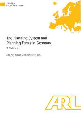 The Planning System and Planning Terms in Germany a Glossary