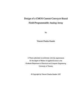 Design of a CMOS Current Conveyor-Based Field-Programmable Analog Array
