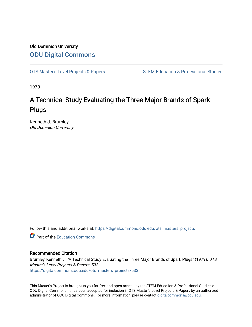 A Technical Study Evaluating the Three Major Brands of Spark Plugs