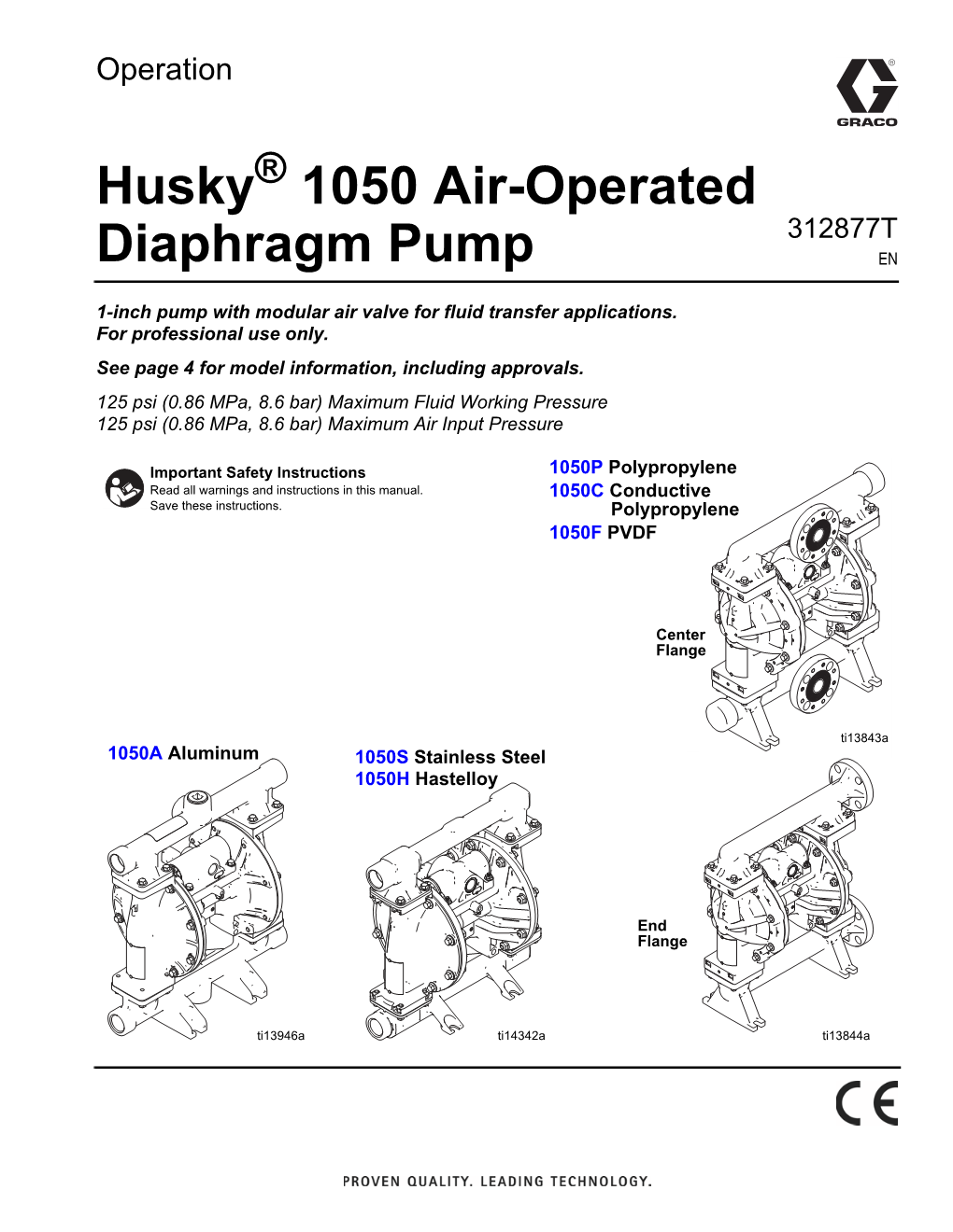 312877T, Husky 1050 Air-Operated Diaphragm Pump, Operation, English
