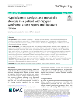 Hypokalaemic Paralysis and Metabolic