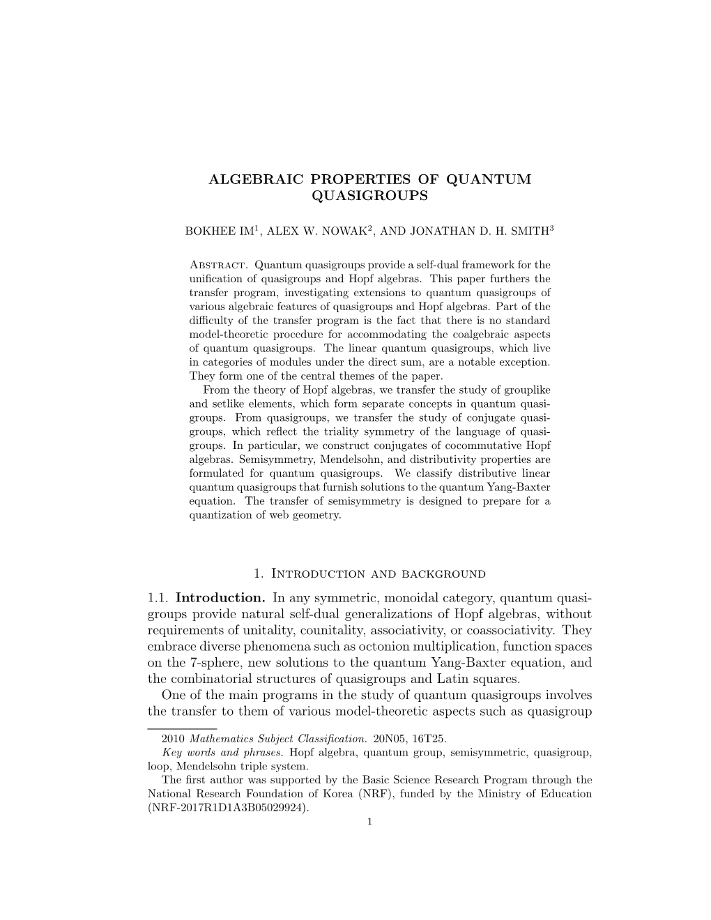 Algebraic Properties of Quantum Quasigroups 1