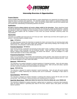 Internship Overview & Opportunities