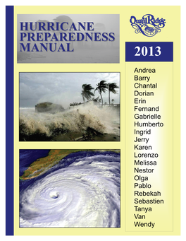 Hurricane Preparedness Manual 2013 Edition Table of Contents