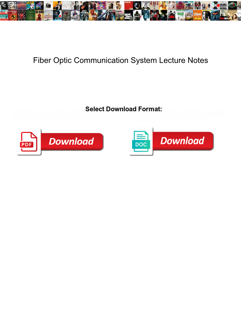 Fiber Optic Communication System Lecture Notes