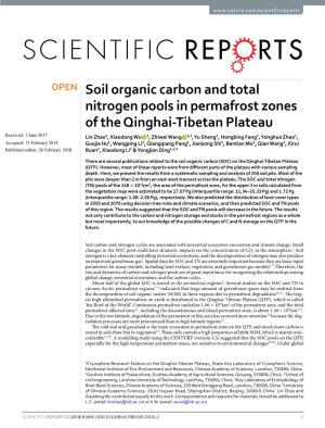 Soil Organic Carbon and Total Nitrogen Pools in Permafrost Zones of The