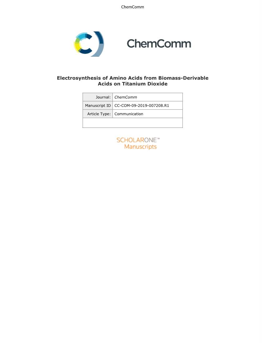 Electrosynthesis of Amino Acids from Biomass-Derivable Acids on Titanium Dioxide