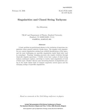 Singularities and Closed String Tachyons
