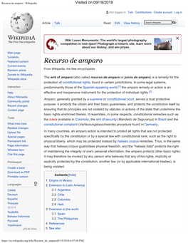 Recurso De Amparo - Wikipedia Visited on 09/19/2018