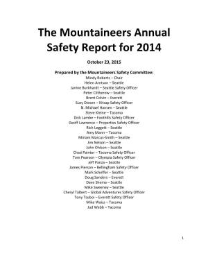 The Mountaineers Annual Safety Report for 2014
