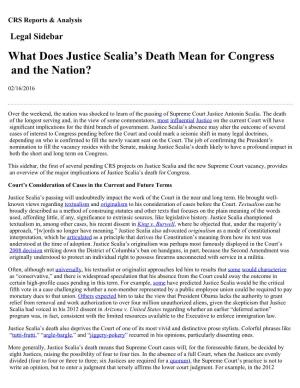 What Does Justice Scalia's Death Mean for Congress and the Nation?