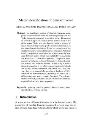 Meter Identification of Sanskrit Verse