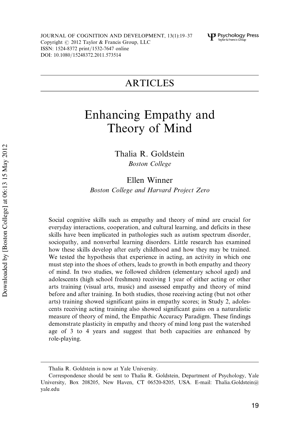 Enhancing Empathy and Theory of Mind