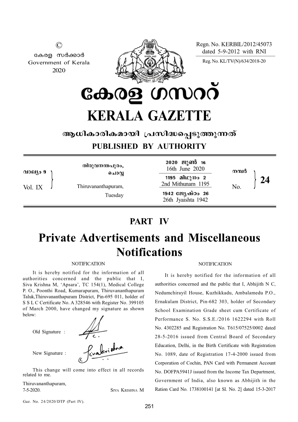 Private Advertisements and Miscellaneous Notifications