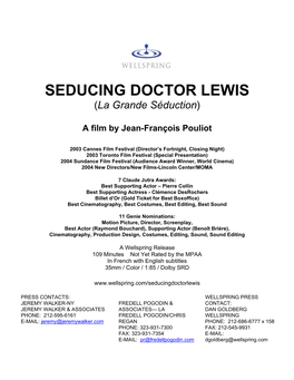 SEDUCING DOCTOR LEWIS (La Grande Séduction)