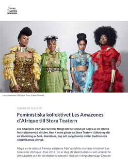 Feministiska Kollektivet Les Amazones D'afrique Till Stora Teatern