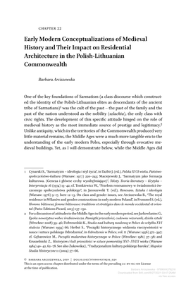 Early Modern Conceptualizations of Medieval History and Their Impact on Residential Architecture in the Polish-Lithuanian Commonwealth