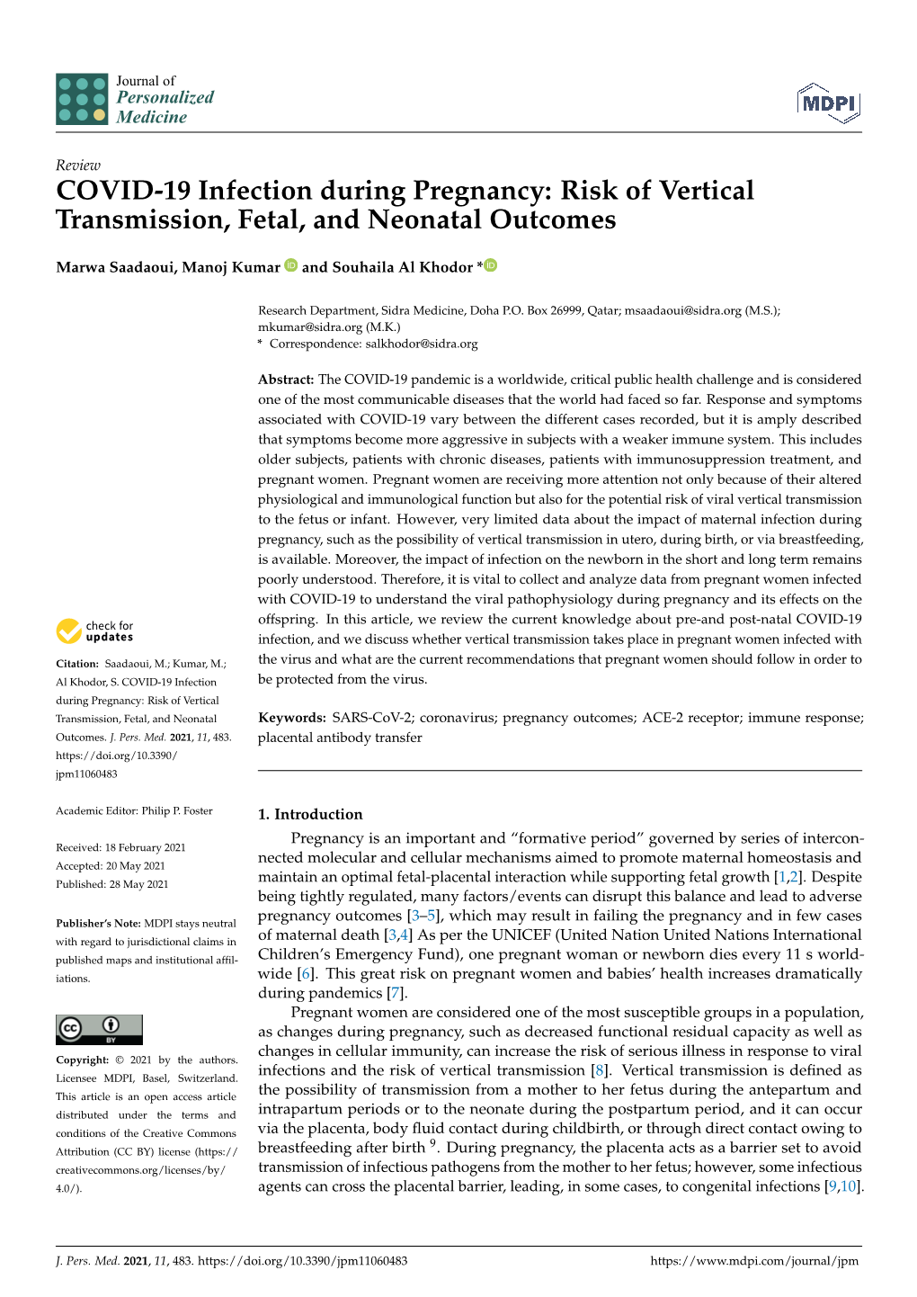 Risk of Vertical Transmission, Fetal, and Neonatal Outcomes