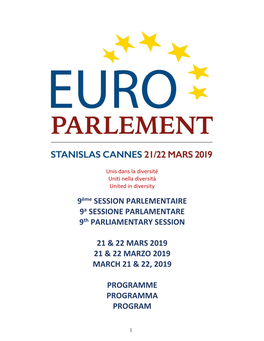 9Ème SESSION PARLEMENTAIRE 9A SESSIONE PARLAMENTARE 9Th PARLIAMENTARY SESSION 21 & 22 MARS 2019 21 & 22 MARZO 2019 MARC