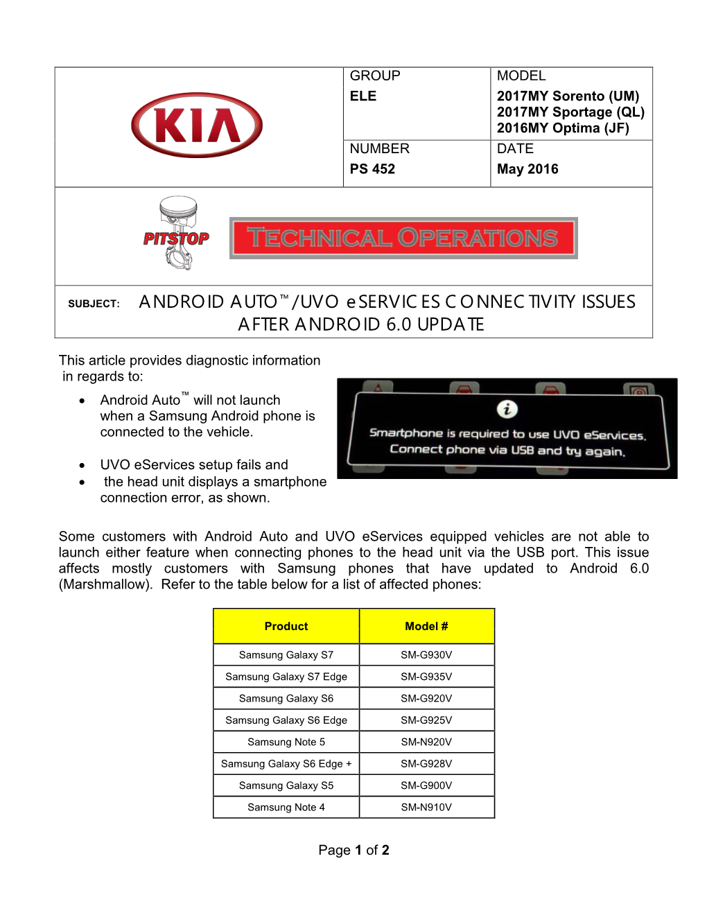 ANDROID AUTO™/UVO Eservices CONNECTIVITY ISSUES AFTER ANDROID 6.0 UPDATE