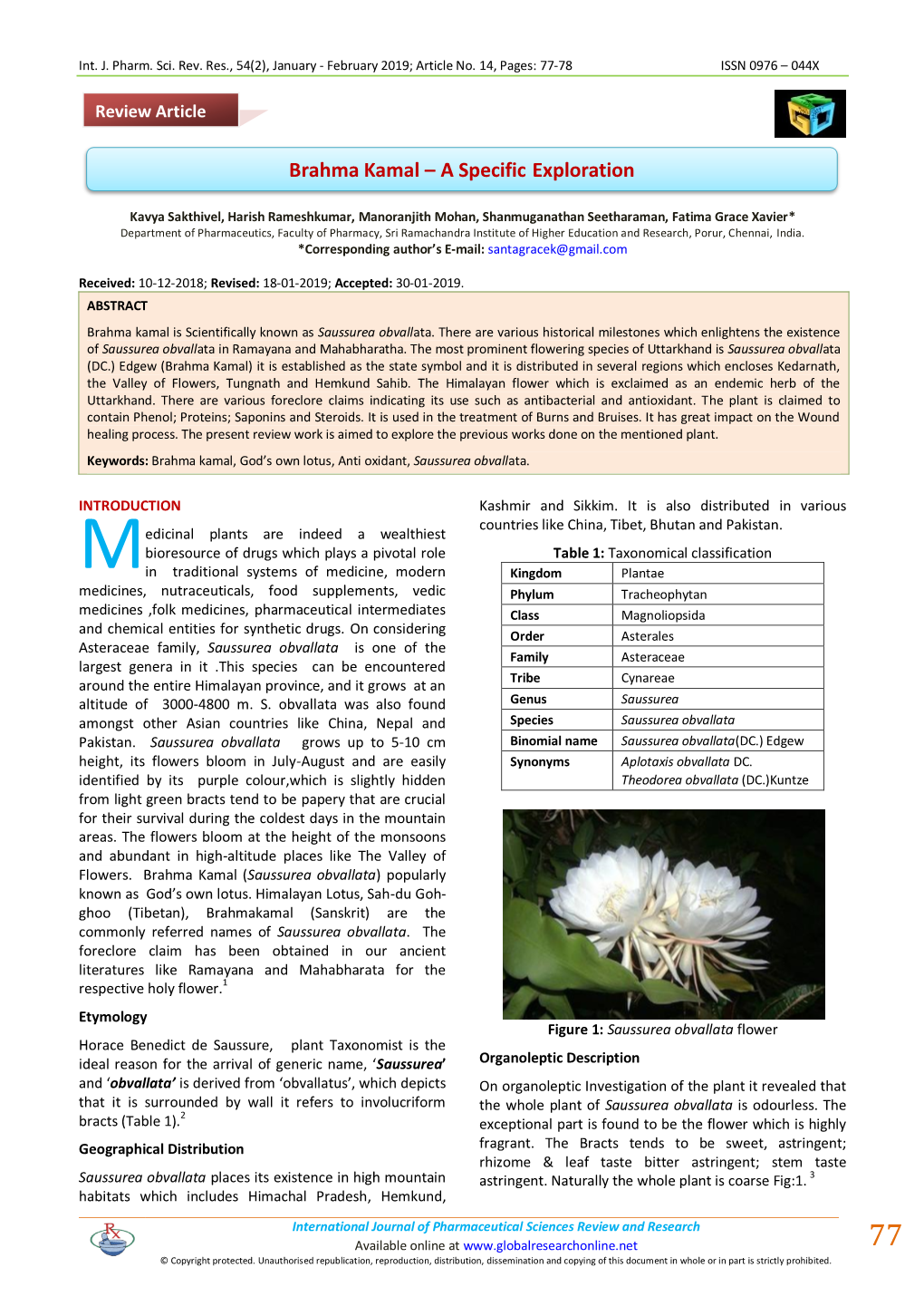 Brahma Kamal – a Specific Exploration