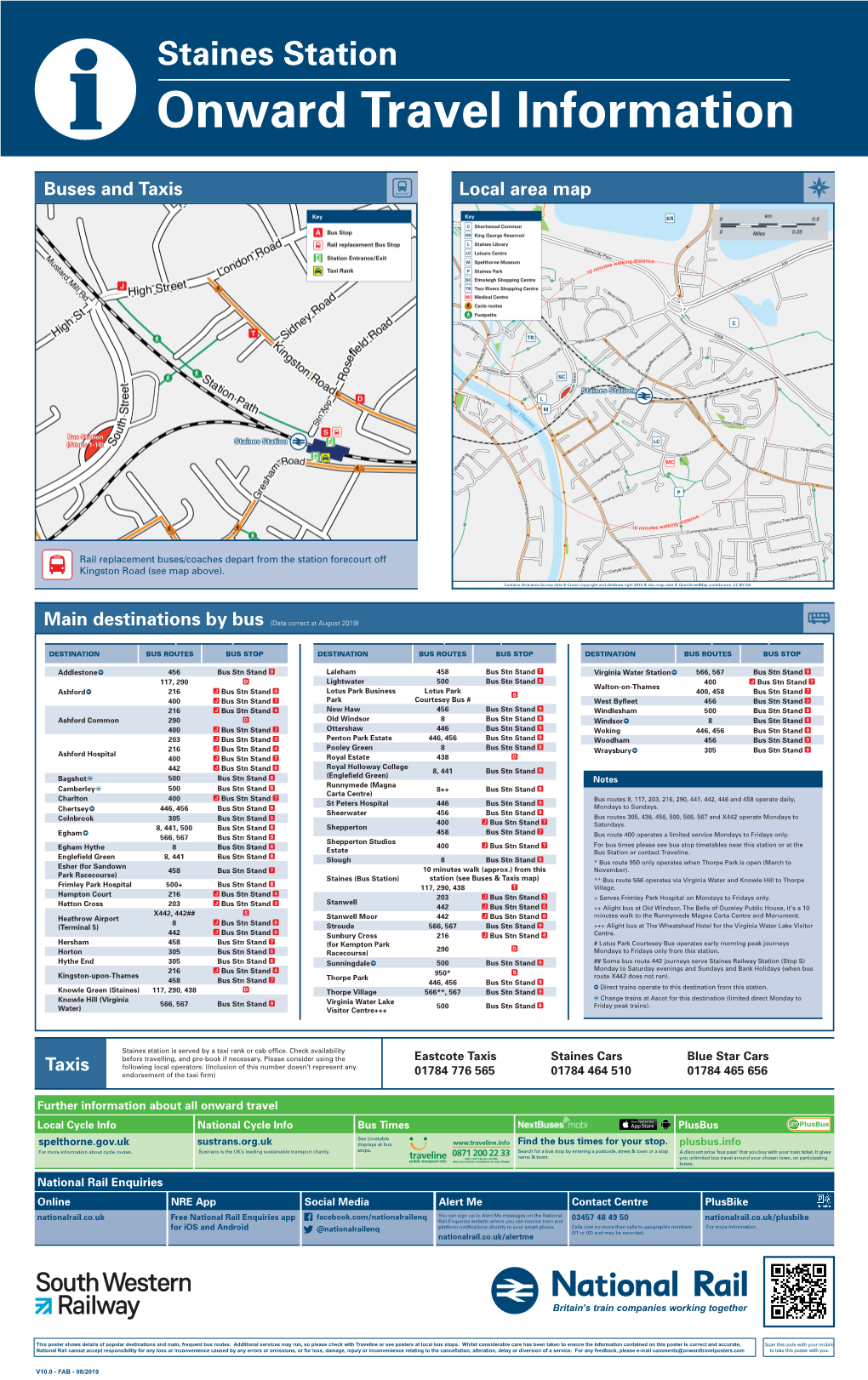 Staines Station I Onward Travel Information Buses and Taxis Local Area Map