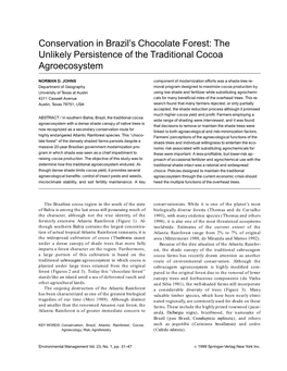 Conservation in Brazil's Chocolate Forest: the Unlikely Persistence of the Traditional Cocoa Agroecosystem