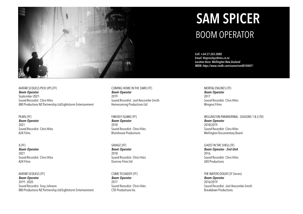 Sam Spicer Boom Operator