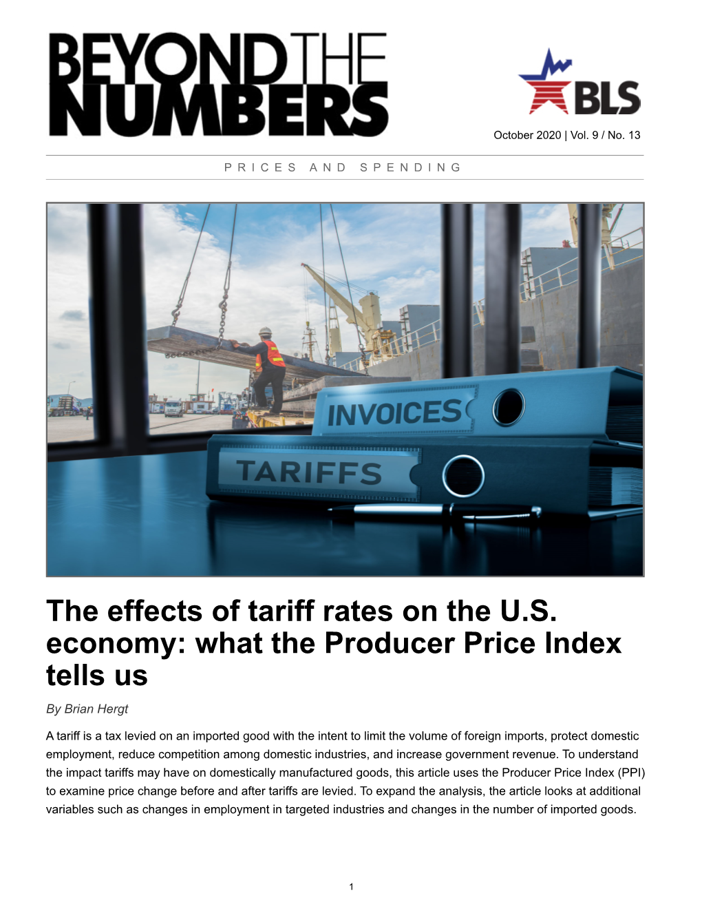The Effects of Tariff Rates on the U.S. Economy: What the Producer Price Index Tells Us by Brian Hergt